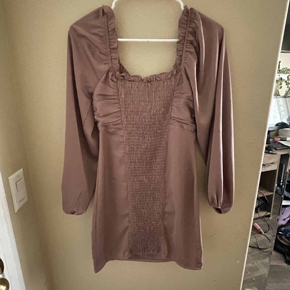 Blush purple stain long-sleeve maxi dress